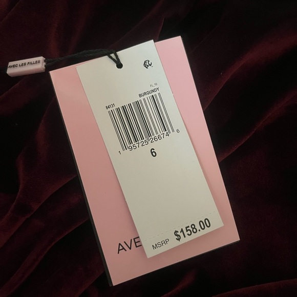 Avec Les Filles Burgundy Size 6 Velvet Mini Sleeveless Dress Romantic Goth - Picture 9 of 12